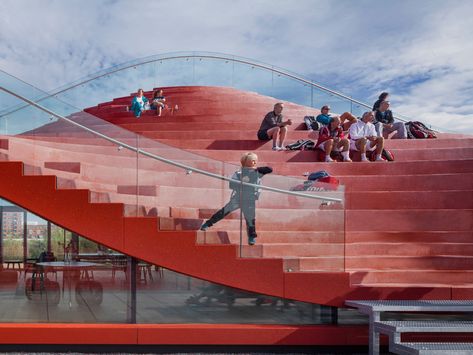 MVRDV the couch tennis club house ijburg amsterdam the netherlands designboom Artificial Island, Tennis Club, Natural Ventilation, Urban Architecture, Tennis Clubs, Bleachers, Facades, Public Space, Architecture Building