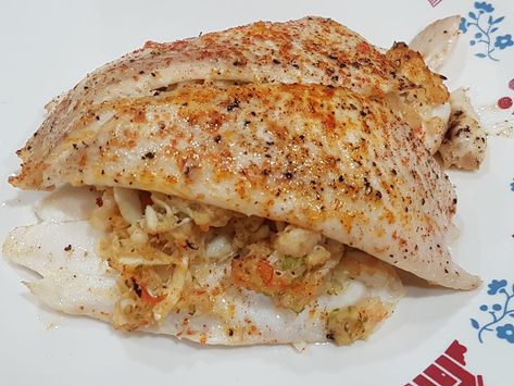 Seafood Stuffed Flounder, Flounder Stuffed With Shrimp, Stuffed Fish With Shrimp, Stuff Fish With Crabmeat, Red Lobster Stuffed Flounder Recipe, Stuffed Fish With Crabmeat, Shrimp Stuffed Flounder, Stuffed Flounder Recipes, Flounder With Crabmeat