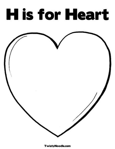 H is for Heart H Is For Heart Craft, H Is For Heart, Letter H Crafts, Heart Coloring Page, February Preschool, Preschool Creative Art, Alphabet Letter Crafts, Anatomy Coloring Book, Twisty Noodle