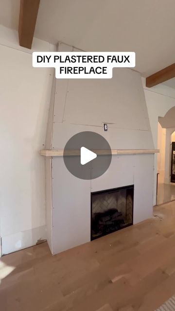 Lena B. Taylor on Instagram: "Comment "FIREPLACE" and I will send you the free download for all the details of this DIY Plastered Fireplace with electric insert. I'm finishing up the drywall which will serve as the base for the plaster. #diyproject #fireplacemakeover #hometransformation #homerenovation" Drywall Fireplace Makeover, Diy Faux Mantel Fireplace, Diy Fireplace With Mantle, Plaster Of Paris Fireplace, How To Plaster Fireplace, Diy Plaster Fireplace Surround, Diy Fireplace Electric, Plaster Over Brick Fireplace, White Plaster Fireplace