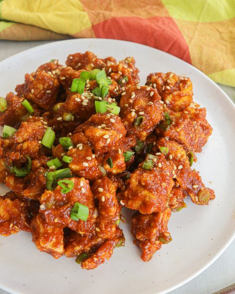 Air Fryer Gochujang Tofu | Cheap Lazy Vegan Gochujang Tofu, Cheap Lazy Vegan, High Protein Dishes, Lazy Vegan, Protein Overnight Oats, Red Pepper Paste, Sushi At Home, Vegan Guide, Pepper Paste