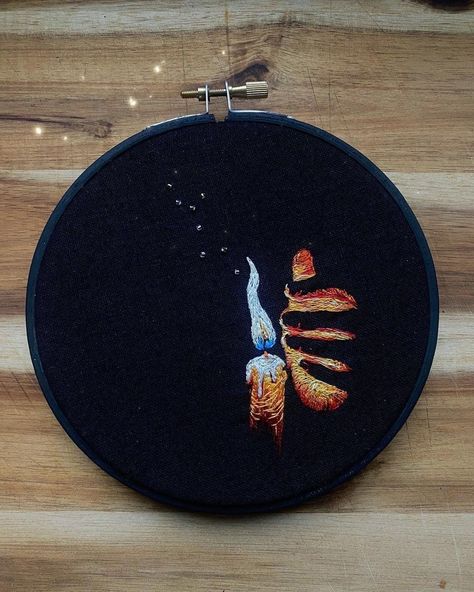 Aesthetic Embroidery, Embroider Ideas, Advanced Embroidery, Abstract Embroidery, Hand Beaded Embroidery, Diy Embroidery Designs, Charcoal Sketch, Single Candle, Handmade Embroidery Designs