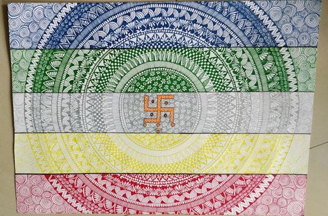 Jain Flag with Mandala Jain Flag, Flag Drawing, Mandala Drawing, Mandala Art, Drawing Sketches, Flag, Tapestry, Drawings, Quick Saves