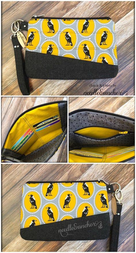 Free clutch bag sewing pattern. Easy and FREE clutch bag to sew with card slots and a zipper pocket on the inside. The outside has an optional carrying strap and a removable wristlet strap. This pretty wristlet bag sewing pattern is free so grab the pattern today! #SewModernBags #SewABag #BagSewingPattern #SewAClutchBag #ClutchBagSewingPattern Clutch Bag Pattern, Bag Sewing Pattern, Diy Sac, Lashes Mascara, Hemma Diy, Modern Bag, Sew Ins, Trendy Sewing, Costura Diy