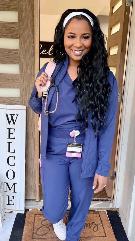 Blue scrubs, Medical uniforms, Scrub top, Scrub pants, scrub jackets Nursing Scrubs Outfits, Cute Nursing Scrubs, Nurse Outfit Scrubs, Scrub Collection, Stylish Scrubs, V Steam, Scrub Style, Nurse Inspiration, Nurse Aesthetic