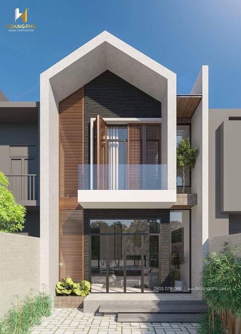 Row Houses Exterior, Facade 2 Floor, Row House Design, Fasad Design, Narrow House Designs, Home Designs Exterior, Nha Pho, Eksterior Modern, Row Houses