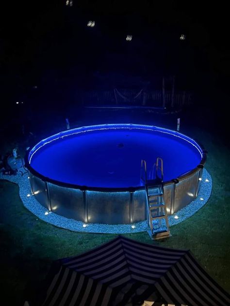 Above Ground Pool Lights, Above Ground Pool Landscaping, Pool Lights, Relationship Stuff, Backyard Pool Landscaping, Above Ground Swimming Pools, Pool Decks, Above Ground Pool, Pool Landscaping