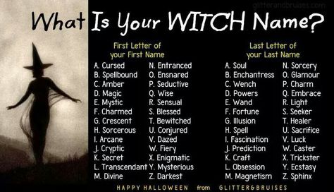 Divine Light. . . Am I a good witch then? What Is Your Witch Name, Witch Name Generator, Mystic Soul, Funny Name Generator, Birthday Scenario, Witch Names, Fantasy Names, Name Games, Funny Names