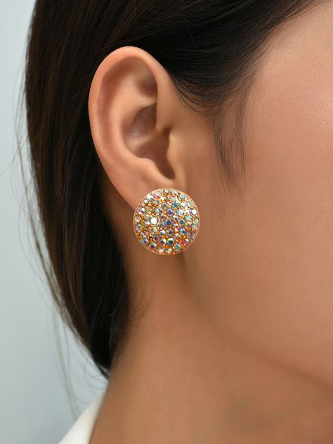 Embellished Fashion, Rhinestone Material, Kids Earrings, Flower Hair Accessories, Round Stud Earrings, Watches Women Fashion, Fashion Accessories Jewelry, Elegant Earrings, Ear Studs