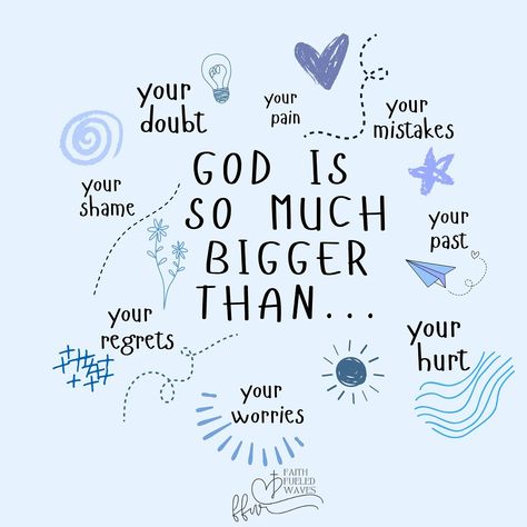 God is so much bigger than your worldly problems. Trust in Him. 🤍 #faithfueledwaves #faithbased #godisgood #godisfaithful #godspromise #godlovesyou #jesusisking #jesusistheway #bibleverse #biblejournaling #christianposts #bibleverseoftheday #godblessyou #trustingod #biblescripture God Is Bigger Than Your Problems, God Is Bigger, Trust In Him, God's Promise, Bible Study Notes, God Loves You, God Bless You, Verse Of The Day, Faith Based