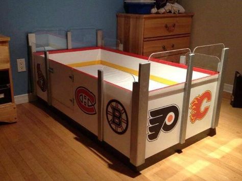 Coolest Bed Ever | Hockey Bed Frame Hockey Bedding, Hockey Bedroom, Hockey Room, Hockey Decor, Boys Hockey, Hockey Kids, Future Children, Hockey Mom, Kids' Bed