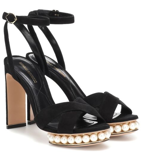 Nicholas Kirkwood Shoes, Nicholas Kirkwood, Embellished Sandals, Shoe Closet, Party Shoes, Cross Straps, Heeled Sandals, Black Design, Womens Heels