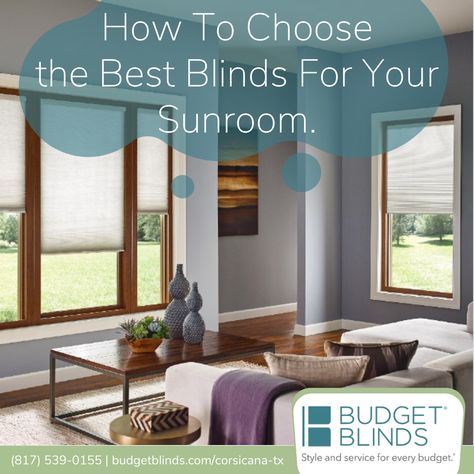 Sunroom Window Blinds, Sunroom Blinds And Curtains, Window Treatments For 4 Season Room, Blinds For Sunroom Windows, Budget Blinds - Official Window Treatments, Shades For Sunroom Windows, Sunroom Blinds Ideas, Blinds For Sunroom, Window Treatments For Sunroom