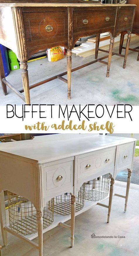 Diy Furniture Makeover Ideas, Buffet Makeover, Diy Furniture Renovation, Diy Furniture Easy, Furniture Renovation, Furniture Hacks, Creative Furniture, Diy Furniture Table, Diy Furniture Projects