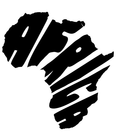 Africa written in the shape of the black continent. Africa Silhouette Art, Africa Continent Art, Africa Logo Design, African Silhouette, Africa Logo, Africa Tattoo, African Logo, Africa Silhouette, Africa Trees