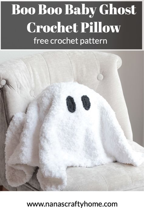 Boo-Boo the Baby Crochet Ghost Pattern is a free c2c corner to corner crochet pattern by Nana's Crafty Home! This fun and easy crochet pattern works up quickly making this snuggly ghost the perfect addition to your home! Crochet Ghost Dishcloth, Ghost Pillow Crochet, Ghost Crochet Blanket, Ghost Pillow Crochet Pattern, Crochet Ghost Blanket, Crochet Ghost Pillow Pattern Free, Crochet Patterns Ghost, Ghosts Crochet, Ghost Pillow Pattern