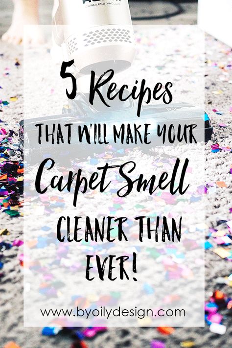 5 easy recipes that will make your carpet smell clean and fresh. Make one of these simple carpet freshener recipes and have your home smelling amazing. Using baking soda and essential oils. www.byoilydesign.com #essentialoils #cleaning #home #DIYcleaning Carpet Smell, Make Your Home Smell Amazing, Carpet Deodorizer, Carpet Freshener, Cleaning Painted Walls, Baking Soda Cleaning, Diy Carpet Cleaner, Home Smell, Deep Cleaning Tips