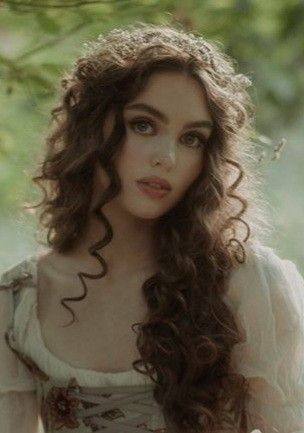 Goddess Curly Hair, Bridal Hair Ethereal, Curly White Hair Aesthetic, Medieval Princess Hair, Naturally Curly Bridal Hair Down, Curly Hair With Tiara, Wavy Puffy Hair, Greek Mythology Hairstyles, Curly Fairy Hairstyles