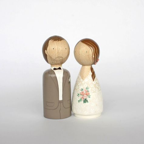 Personalized Wooden Dolls Cake Topper Groom and Bide Dolls - Etsy UK Wedding Cake Figures, Cake Figures, Doll Cake Topper, Portrait Unique, Peg People, Doll Cake, Non Toxic Paint, Peg Doll, Wedding Gifts For Couples