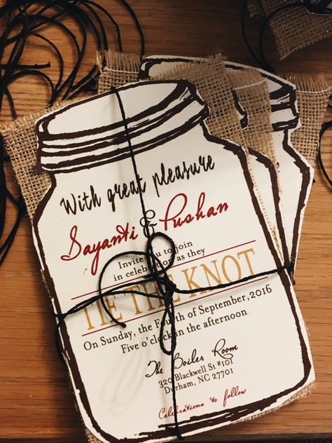 Rustic Mason Jar Wedding Invitations in orange by Rusticpapers Bohemian Bridal Hair, Burlap Wedding Invitations, Mason Jar Wedding Invitations, Diy Mason Jar, Chic Wedding Invitations, Rustic Wedding Invitation, Wedding Program Fans, Rustic Mason Jars, Mason Jar Wedding