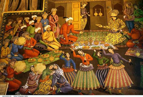 Painting in Chehel Sotun Palace, Isfahan Shah Abbas, Persian Miniature, History Page, First Animation, Persian Culture, Iranian Art, Daily Star, Islamic World, Folk Music