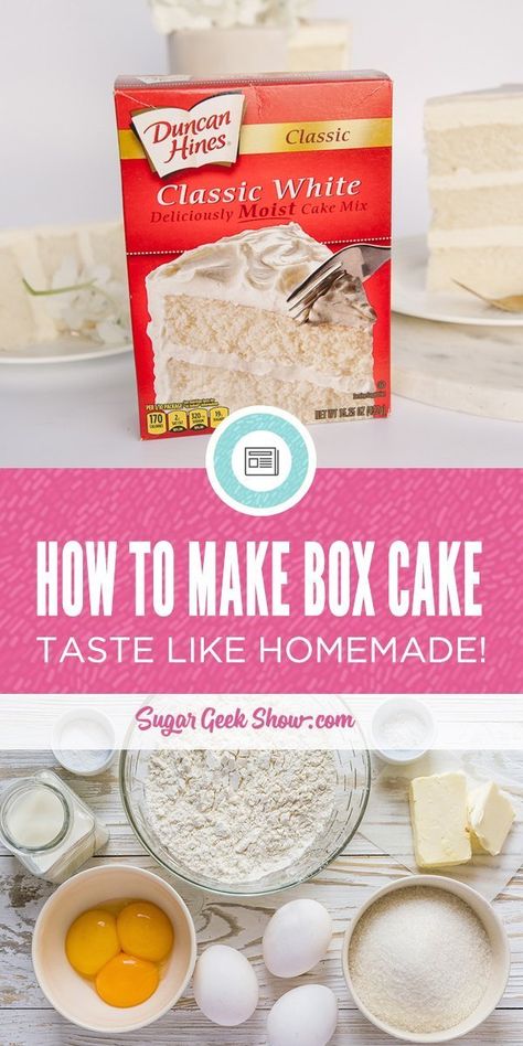 Doctor Up White Cake Mix Boxes, Yougart Cake Recipes, The Best Box Cake Recipe, Doctored Cake Mix Recipes White, Doctoring Up A Box Cake, Doctor Up Cake Mix Boxes, Boxed Vanilla Cake Mix Recipes, Doctored White Cake Mix Recipes, White Box Cake Mix Hacks