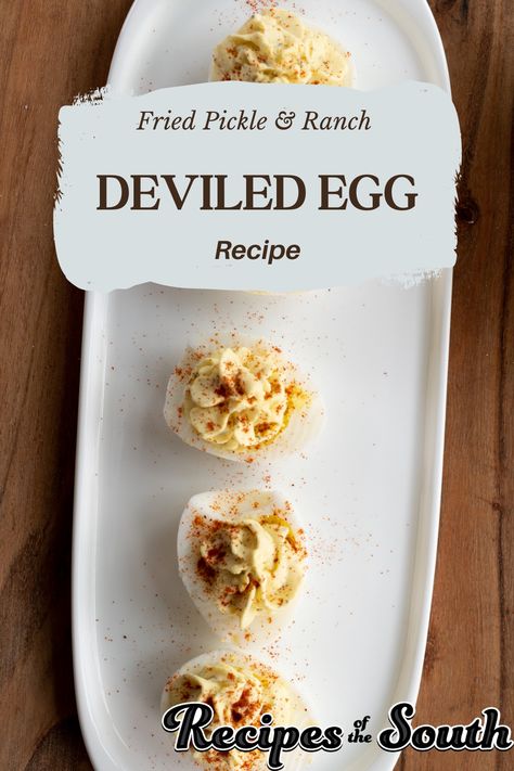 This a super easy deviled egg recipe with a delicious flavorful tang and a little kick of dill pickle! Top these off with smoked paprika for a perfect appetizer that can be enjoyed at tailgates, Easter, potlucks, and summer suppers. Easy Deviled Egg Recipe, Summer Suppers, Ranch Deviled Eggs, Deviled Egg Recipe, Deviled Eggs Recipe Easy, Deviled Eggs Easy, Egg Recipe, Fried Pickles, Deviled Egg