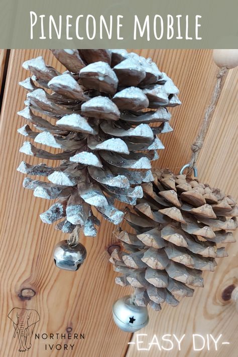 Fun DIY craft project - pinecone mobile 🧡 Do it yourself pinecone craft video tutorial 📹 Watch my video to make yourself these cute pinecone mobiles ! An easy DIY craft that anyone can make! 😊 Enjoy 😍 Pine Cone Crafts Pinecone Decor, Pinecone Mobile Diy, Pinecone Mobile, Battery Pinecone Lights, Epoxy Pinecone, Pinecone Ornaments Michaels Stores, Christmas Pinecone Wreath Michaels Stores, Bleach Pinecones, Rustic Boutique