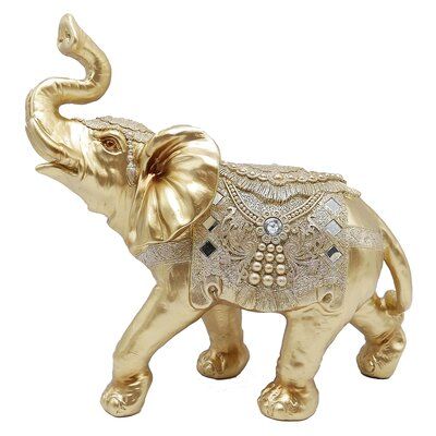 Feng Shui Elephant, Safari Design, Elephant Ornament, Lucky Elephant, Gold Elephant, Indian Elephant, Elephant Statue, Tiny House Decor, Resin Craft