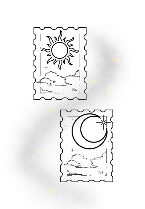 Sun And Moon Matching, Tattoo Sonne, Maching Tattoos, Celestial Tattoo, Stamp Tattoo, Bestie Tattoo, Small Pretty Tattoos, Bff Tattoos, Sun Tattoos