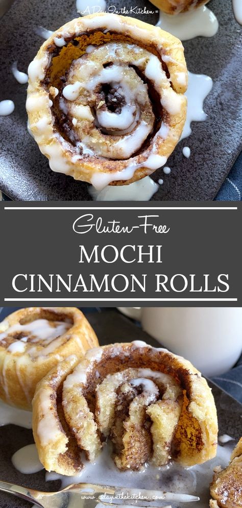 Brown Rice Flour Cinnamon Rolls, Mochi Rice Flour Recipes, Mochi Flour Recipes Baking, Mochi Cinnamon Rolls, Mochi Rice Recipes, Mochiko Sweet Rice Flour Recipes, Mochi Cookies Recipe, Cake With Rice Flour, Mochi Recipe With Tapioca Flour