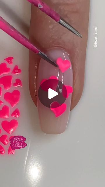 Whats Up Nails on Instagram: "Admire the beautiful love hearts nail art by @deyanira_nail, created using a variety of Whats Up Nails products available on our website WhatsUpBeauty.com (link in bio)!

💞 Nail Vinyls - Whats Up Nails Hearts Stencils ($3.75 USD)
⚪ Fast Dry Top Coat: Gloss Over ($9.75 USD)
◯ Stamper: Magnified Clear Stamper & Scraper ($11.75 USD)

We ship worldwide from the USA! 🌍💅 Embrace the love wherever you are!

#WhatsUpNailsHeartsStencils #WhatsUpNailsGlossOver #WhatsUpNailsMagnifiedStamper #HeartsNails #LoveNails #ValentinesNails #NailArtTutorial" How To Make Hearts On Nails, Painting Hearts On Nails, How To Do Hearts On Nails Tutorial, Heart Nail Art Tutorial, Nail Art Hacks Heart, Hearts Nail Art, Nails Hearts, Nails Products, Up Nails