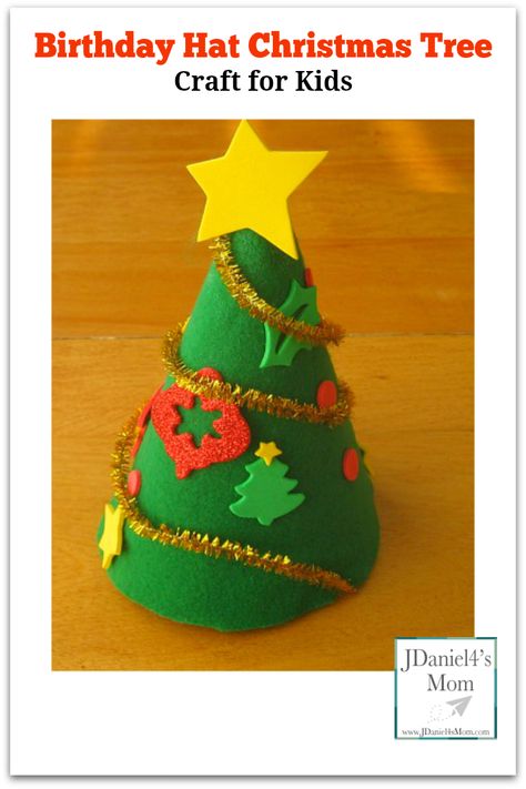 Birthday Hat Christmas Tree Craft for Kids Christmas Hat Craft, Turkey Preschool, Christmas Tree Craft For Kids, Winter Hat Craft, Christmas Learning Activities, Craft Tree, Christmas Party Hats, Birthday Craft, Christmas Learning