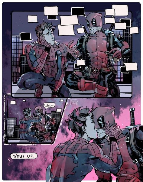 spideypool | spider-man & deadpool ; peter & wade. art cr: AleksekG22 (twt) Spideypool Comic, Spider Man Deadpool, Deadpool Spiderman, Deadpool X Spiderman, Deadpool And Spiderman, Talk Too Much, Marvel Fan Art, Deadpool Wolverine, Marvel Deadpool