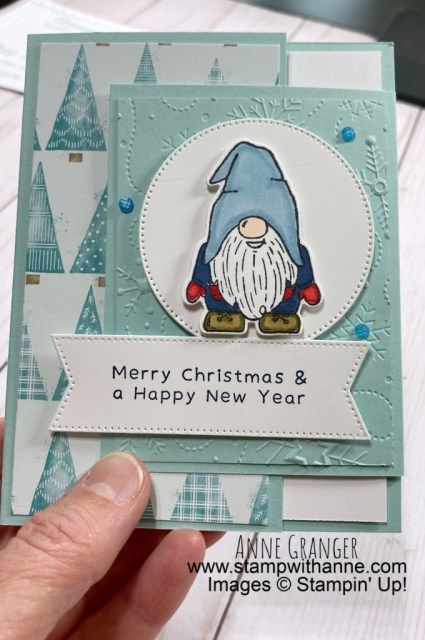 Kindest Gnomes, Christmas Hanging Baskets, Christmas Card Ideas, Gnomes Christmas, Stampin Up Christmas Cards, Christmas Scents, Fold Cards, Stampin Up Christmas, Fancy Fold Cards