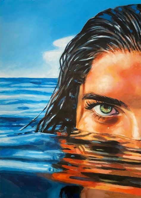 The Radiant Artistry of Thomas Saliot » Design You Trust — Design Daily Since 2007 Fun Acrylic Painting Ideas, Unicorn Acrylic Painting, Acrylic Painting Easy, Thomas Saliot, Gcse Art Sketchbook, Reflection Art, Portraiture Art, Green Eye, Water Art