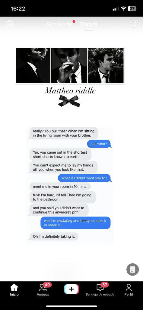 Mattheo Riddle Spicy Texts, Mattheo Riddle Texting, Mattheo Riddle Spicy, Mattheo Riddle Imagines Spicy, Spicy Texts, Slytherin Group, Draco Malfoy Funny, Slytherin Funny, Harry Potter Riddles