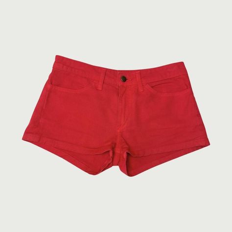 American Apparel Red Denim Shorts ࿓ Low rise mini... - Depop Red Denim Shorts, Shorts Low Rise, Red Denim, Hot Short, Indie Sleaze, American Apparel, Low Rise, Made In Usa, Denim Shorts