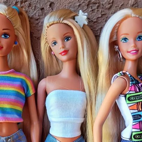 that 70s chick on Instagram: "3 blonde bombshells from the 90s! 2 Superstars and a Mackie! The 90s were a fun time with awesome music and cool fashions which I have very little Barbie clothing from that era. I had tons years ago. But at a point I got sick of it and sold most of it!! Not thinking how much I would miss it... But here we are and it will be 2025 before we know it! That seems so strange to me. Seems like the 90s were just here. Time flies the older we get 🙌❤️🙌⏳

#nostalgia#nostalgic#the90s
#barbie #barbiedoll #barbiestyle #doll #dollstagram #mattel #barbiegirl #dolls #dollphotography #barbiecollector #barbiegram #dollcollector #barbiephotography #fashion #barbiefashion  #instadoll # #barbz #love  #queen #barbiefashionista #dollphotogallery #barbiecollection #instabarbie #fash Sick Of It, Barbie Clothing, Barbie Fashionista, Doll Photography, Blonde Bombshell, Barbie Collector, Time Flies, Barbie Collection, Collector Dolls