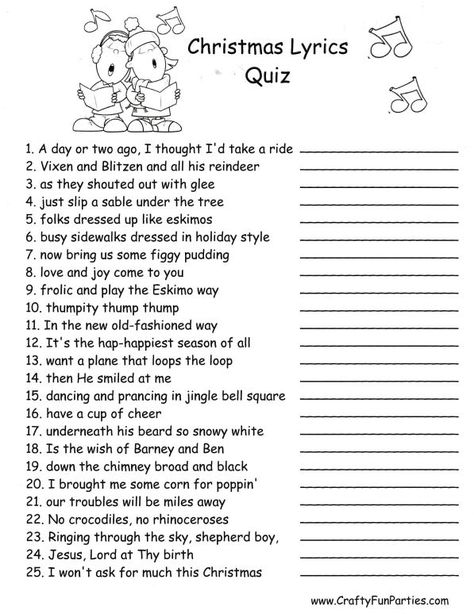 Christmas Lyrics Quiz Printable PDF File, Party, Game, Finish The Lyrics Christmas Songs, Engagement Committee, Crafty Gift Ideas, Jeopardy Questions, Easter Jokes, Disney Characters Christmas, Christmas Songs Lyrics, Finish The Lyrics, Christmas Quiz