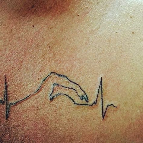 Small Swimmer Tattoo, Swimmers Tattoo Ideas, Swimming Related Tattoos, Wild Swimming Tattoo, Tattoos For Swimmers, Swim Tattoo Ideas, Swimming Tattoo Ideas Swimmers, Tattoo Swimming, Lifeline Tattoos