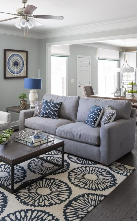 Popular Living Room Colors, Sofa Set Modern, Blue Grey Living Room, Hamptons Bedroom, White Salon, Living Room 2024, Havenly Living Room, Airing Cupboard, Ottoman Fabric