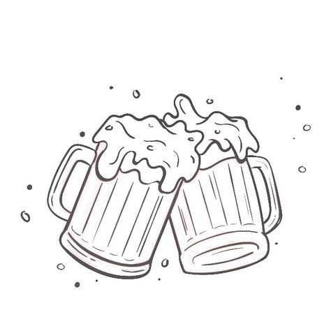 Beer Glass Tattoo Small, Drinking Buddies Tattoo, Beer Sketch Drawings, Pizza And Beer Tattoo, Beer Drawing Easy, Beer Doodle Art, Beer Flash Tattoo, Beer Line Art, Beer Tattoo Design