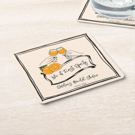 Retro Bridal Showers, Retro Bridal, Bridal Shower Party Favors, Summer Bridal Showers, Paper Coaster, Personalized Coasters, Square Paper, Bridal Shower Party, Bridal Shower Favors