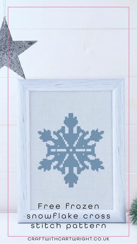 Free frozen snowflake cross stitch pattern - Craft with Cartwright Disney Frozen Crafts, Snowflake Cross Stitch Pattern, 3d Paper Snowflakes, Frozen Crafts, Frozen Snowflake, Free Chart, Cross Stitch Tree, Frozen Inspired, Cross Stitch Patterns Flowers