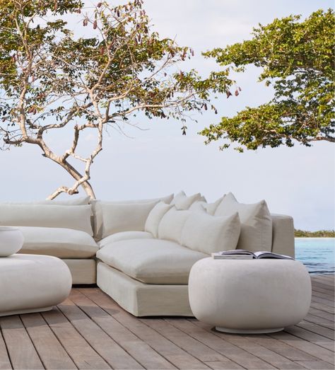 Comfy Outdoor Sofa, Plush Outdoor Sofa, Modern Outside Furniture, Indoor Outdoor Sofa, Round Outdoor Couch, Deep Seated Outdoor Furniture, Organic Outdoor Furniture, Comfortable Outdoor Seating, Outdoor Couches Patio