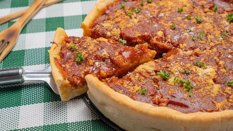 Uno Pizzeria & Grill DEEP DISH PIZZA - UNO'S COPYCAT | Recipes.net Uno Pizza Crust Recipe, Deep Dish Pizza Recipe, State Of Alabama, Baked Recipes, Chicago Style Pizza, Sweet Pies, Craving Pizza, Pizza Crust Recipe, Restaurant Dishes