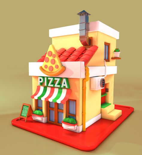 Homepage Inspiration, Cartoon Building, 3d Concept, Building Concept, Isometric Art, Blender Tutorial, Isometric Design, Isometric Illustration, Low Poly Art