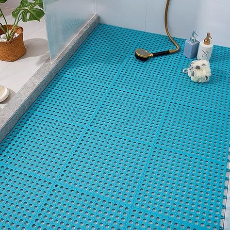 Amazon.com: ZUVUYUO Bath Mats, Non Slip Floor Mats, Garden Rugs Outdoor Waterproof, Swimming Pool Matting Commercial Drainage Mat for Bathroom, Pool, Hotels, Kitchen (Color : Blue, Size : 30 * 30CM*0.65cm) : Patio, Lawn & Garden Diy Bathroom Accessories, Pool Bathrooms, Bathroom Shower Mat, Shower Floor Mat, Bathroom Pool, Pool Mat, Plaid Diy, Shower Mats, Square Bath