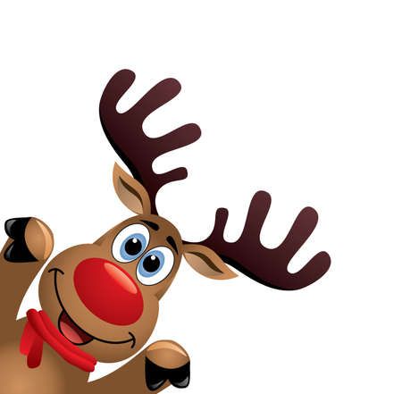 Christmas drawing of funny red nosed reindeer. Rudolph Illustration, Reindeer Cartoon, Xmas Illustration, Reindeer Drawing, Drawing Nose, Reindeer Christmas Card, Xmas Drawing, Christmas Rudolph, Rudolph Red Nose